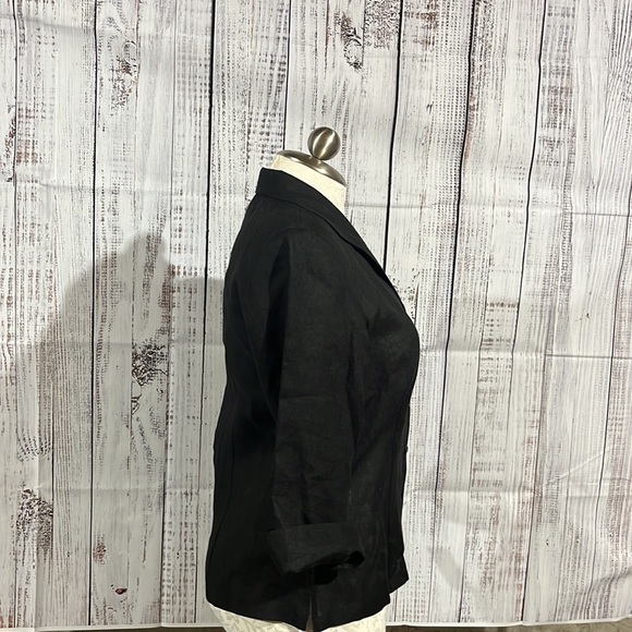 Nwt Talbots  100% Irish linen black button down blouse size 14. - Picture 2 of 10